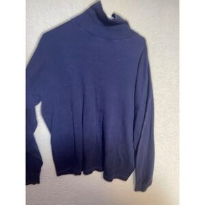 Givenchy Vintage Mens XL Mock Neck Long Sleeve Shirt Navy Blue Cotton RN 39209